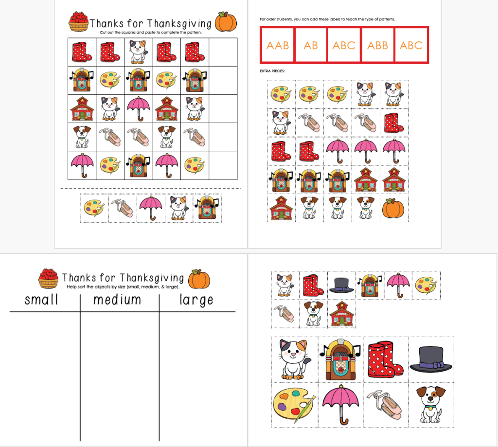 More BFIAR Thanks for Thanksgiving Printables! | Little Learning Lane